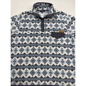 SWEATER SWEATSHIRT Simply Southern TRIBAL Men MED 1/4 Snap Fleece L/S Top Pocket